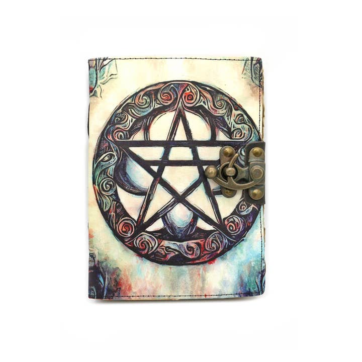 Mystic Pentacle Blank Leather Journal (5 x 7 in.) for wholesale by Designs by Deekay Inc.