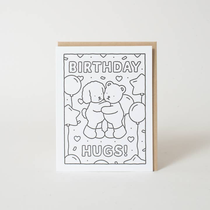 Egg Press Manufacturing - Wholesale Birthday Card - Birthday Hugs DIY Coloring Card by Bobbie Goods