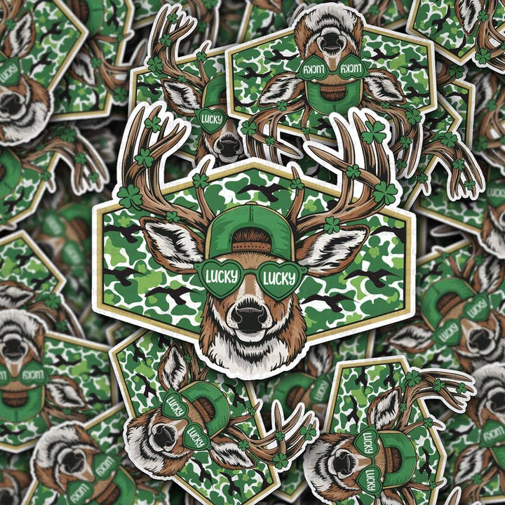 DS - 2622 Glücklicher Hirsch St. Patrick's ausgestanzter Aufkleber für den Großhandel von It's Transfer Time