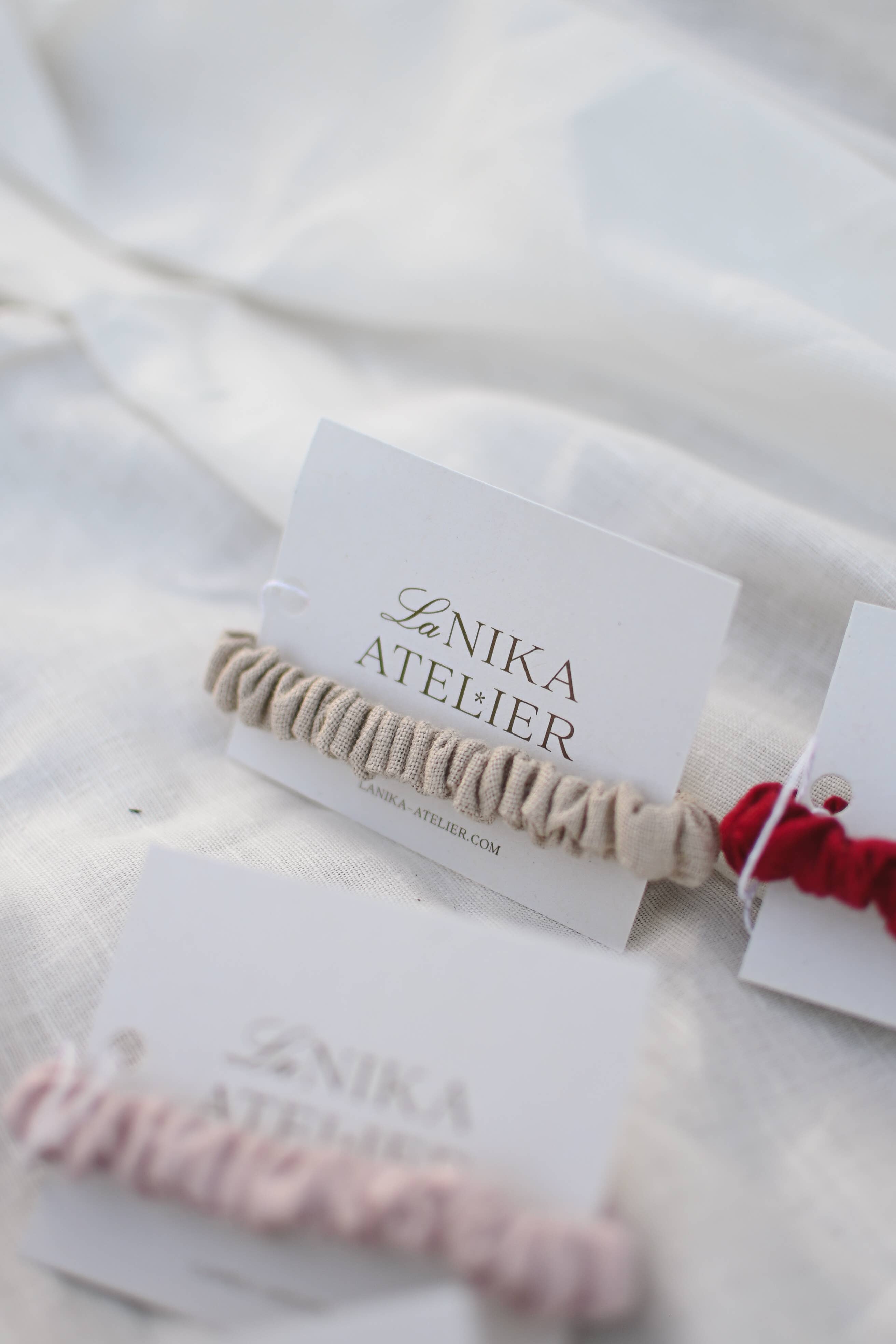 Lanika Atelier, Nika Korošec s.p. - Wholesale Hair Tie - Skinny 100% Linen Hair Elastic, No Plastic Scrunchies 2