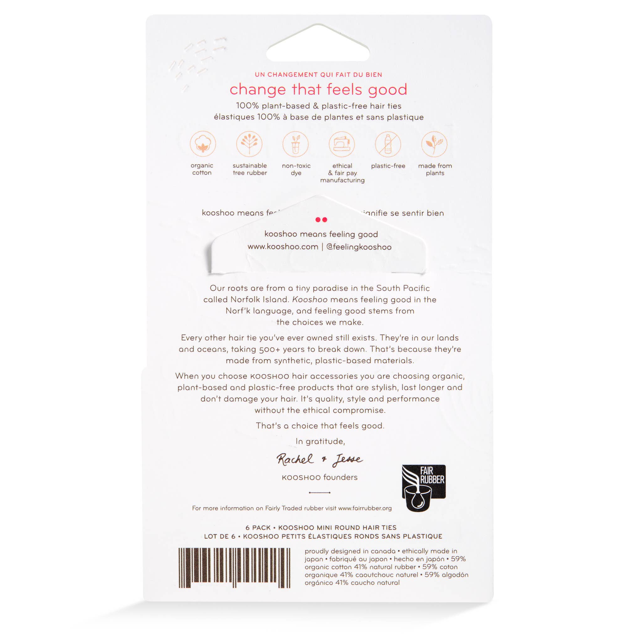 KOOSHOO – Großhandel Haargummi – Damen – Kunststofffreie runde Haargummis — Mini-6er-Pack — Dunkle Farbtöne9