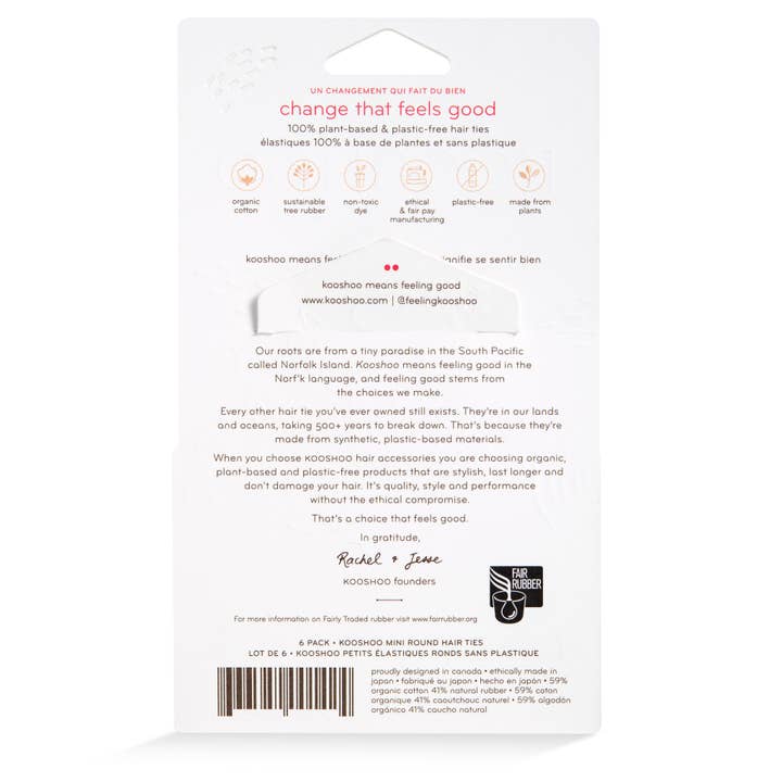 KOOSHOO – Großhandel Haargummi – Damen – Kunststofffreie runde Haargummis — Mini-6er-Pack — Dunkle Farbtöne9