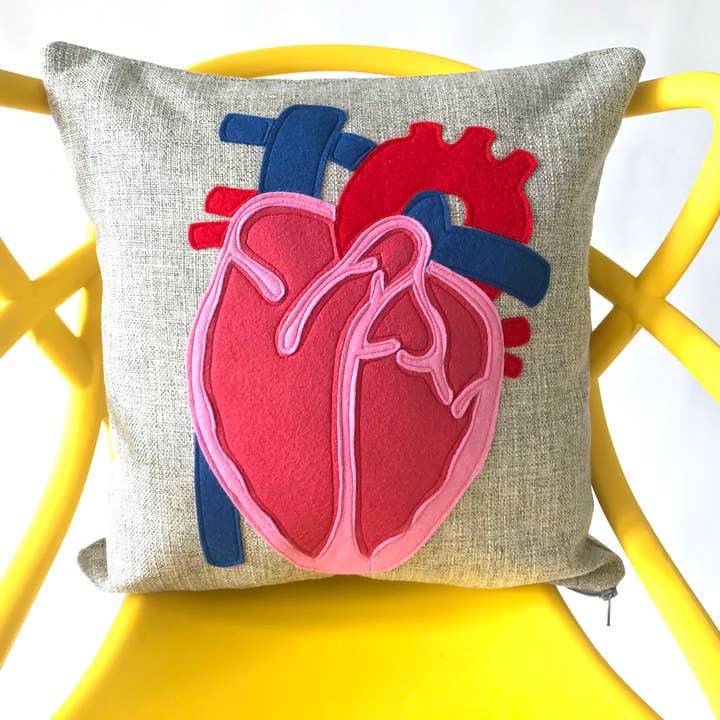 Dirtsa Studio - Wholesale Throw Pillow Cover - Science Diagram Pillow Cover - Anatomical Heart