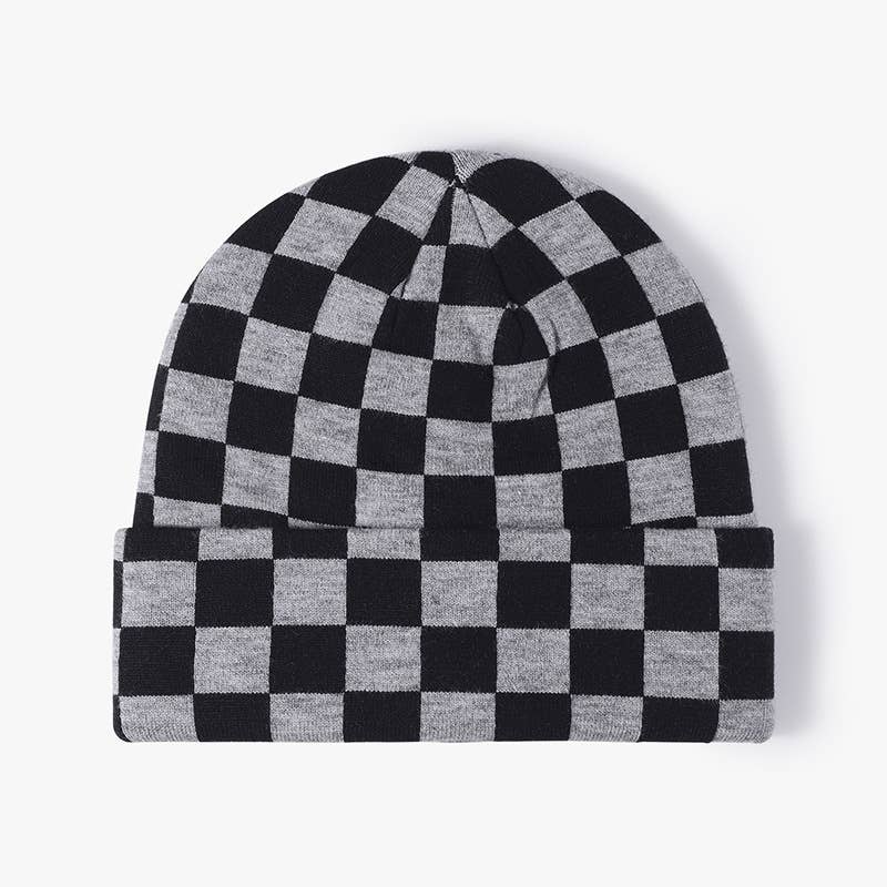 MKS America - Wholesale Beanie - Women's - Stylish Checkerboard Plaid Knit Hat1