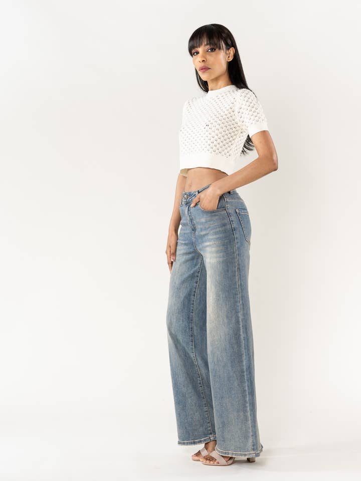 Nina Carter - Vente Jean – femme - Nina Carter super WIDE LEG taille haute stretch YY30022