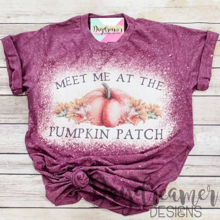 Meet Me At The Pumpkin Patch Bleached Tee for wholesale by Daydreamer Designs