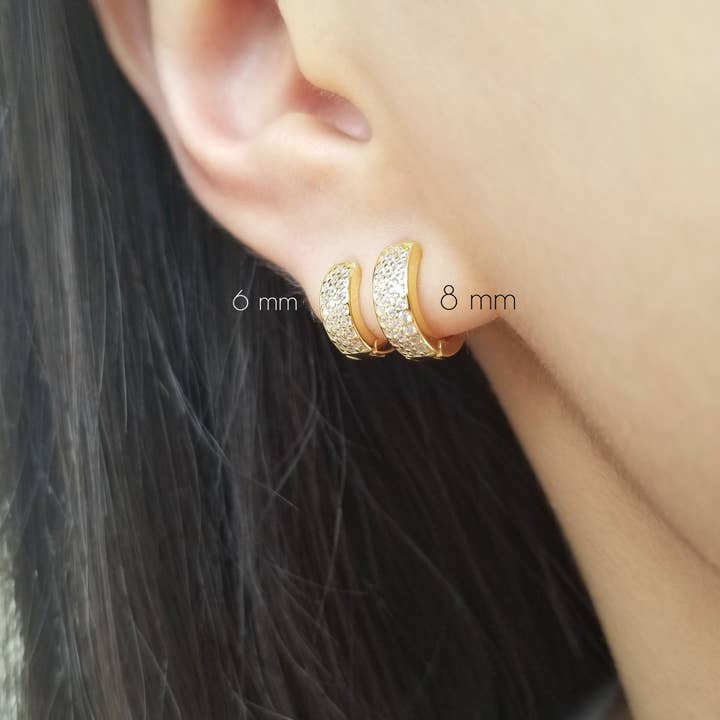 HolyBang Jewels - Wholesale Huggie earrings - PAVED CHUNKY HUGGIE EARRINGS - E-H4116 / E-HT1174 / E-HT11731