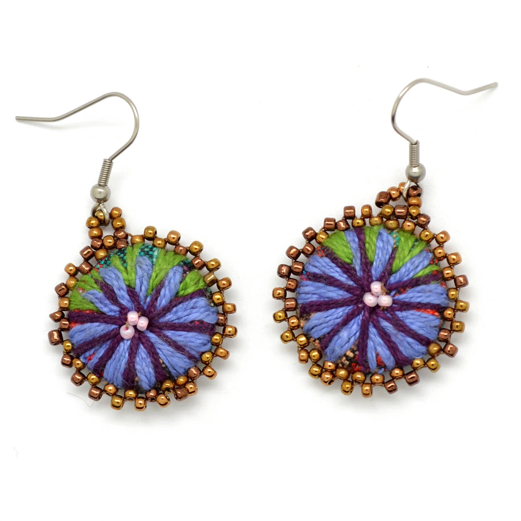 Dunitz & Company - Wholesale Dangle Earrings - Embroidered & Beaded Flower Earrings - Fair Trade Verified11