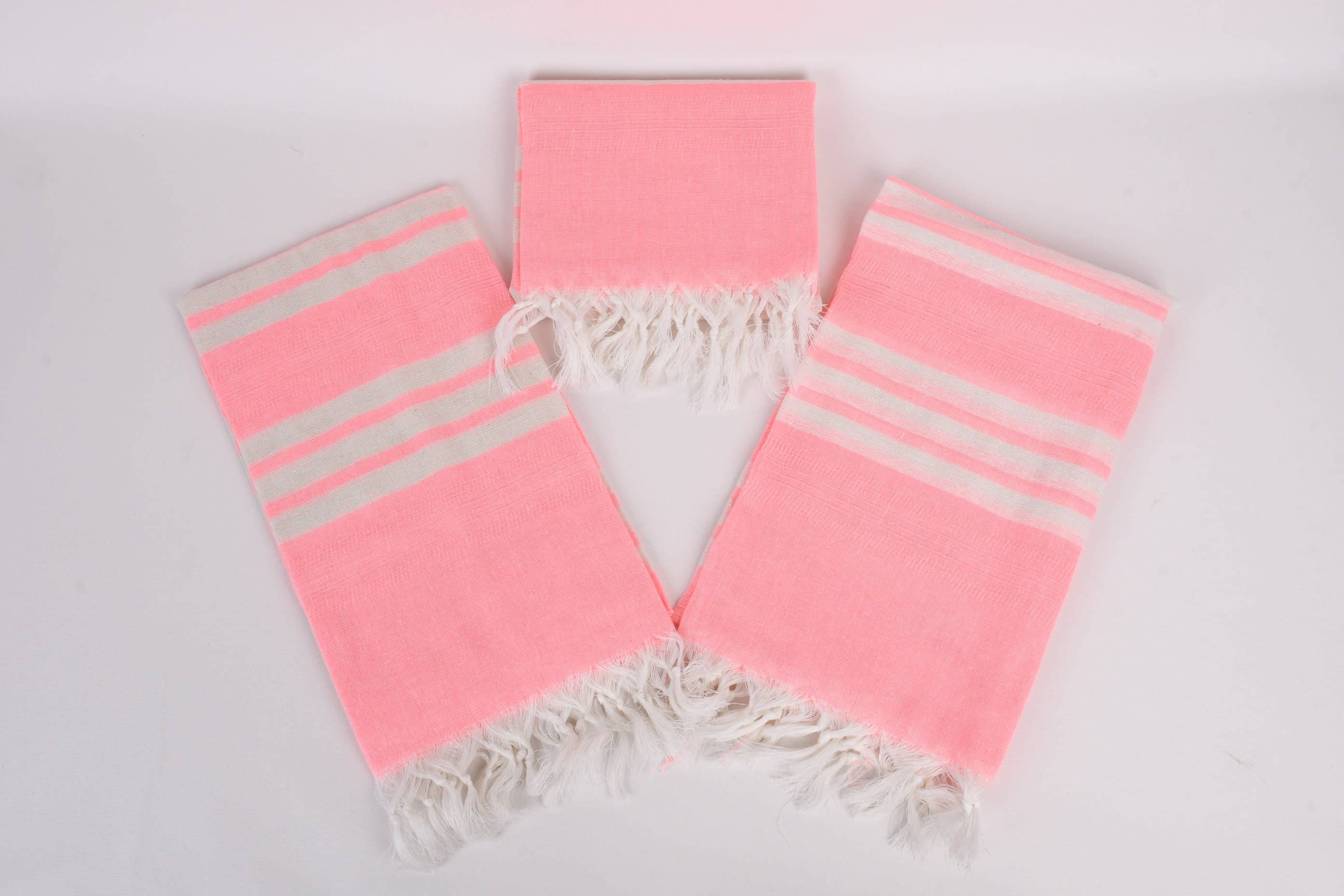 Organic Turkish Towels - Wholesale Beach Towel - Beach Towel, Bright Pink Striped Towel6