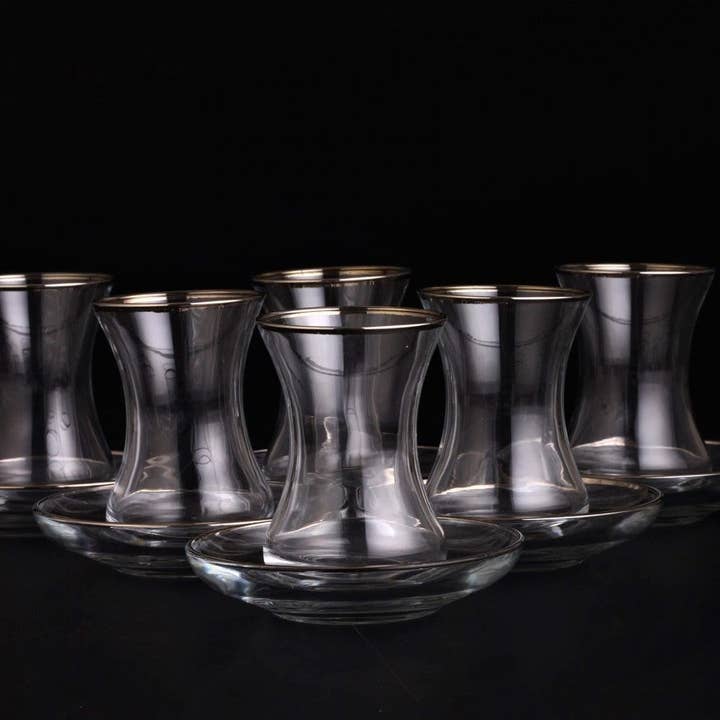TAJ Turkish Tea Glass Silver Set Of 6 for wholesale by TAJ Designs