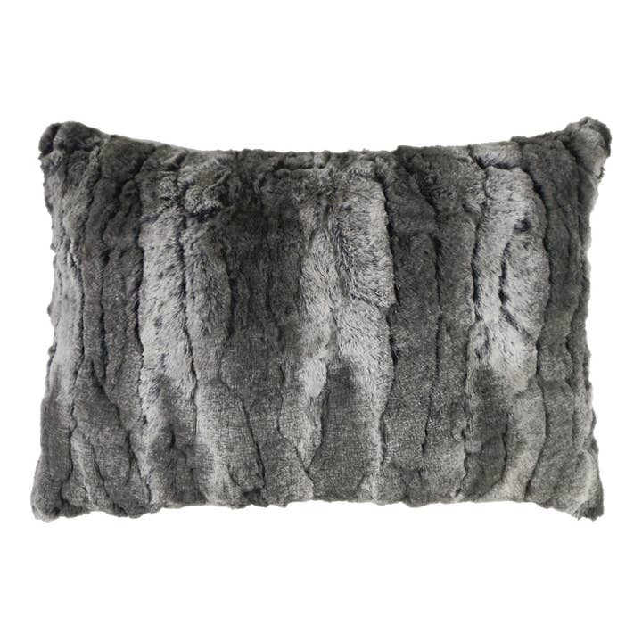 Ernie Gray Textured Faux Fur Throw Pillow for wholesale on Faire