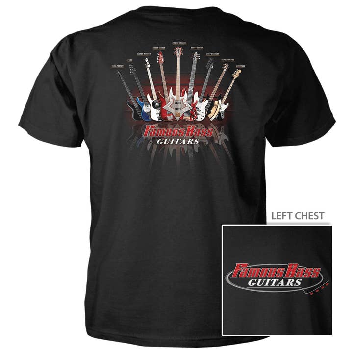 Famous Bass Guitars - 4.5 oz Cotton T-Shirt for wholesale by Taboo Apparel