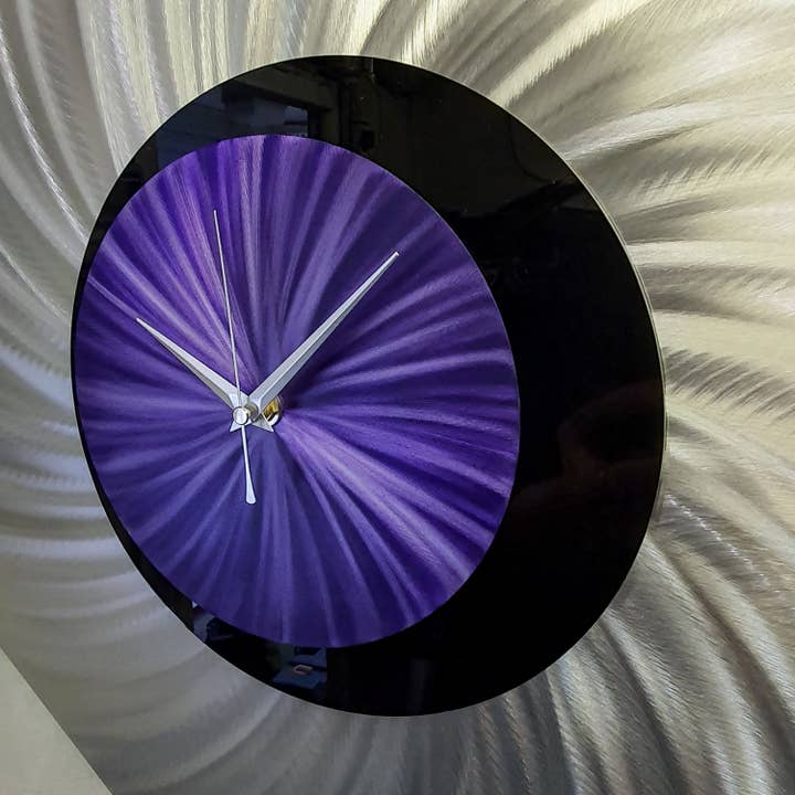 REMOVED BRAND - Wholesale Wall Clock - Orthodox | Large Metal Wall Art | Purple Silver Modern Clock5