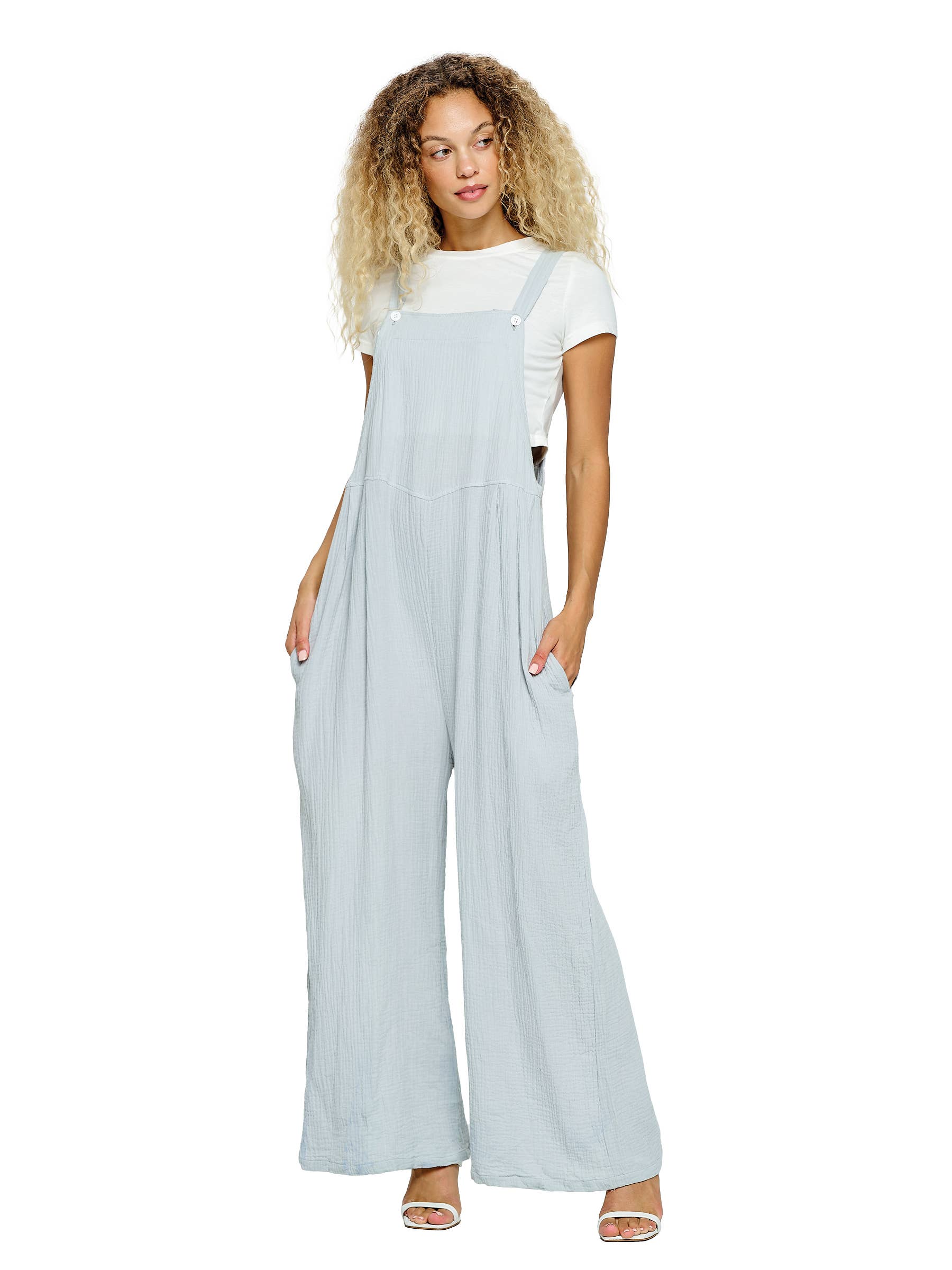 Yak & Yeti – Engroshandel Overalls - Dame – UDSALG Overordnet Boho Casual Krøllet Bomuld (Reg. $22)6