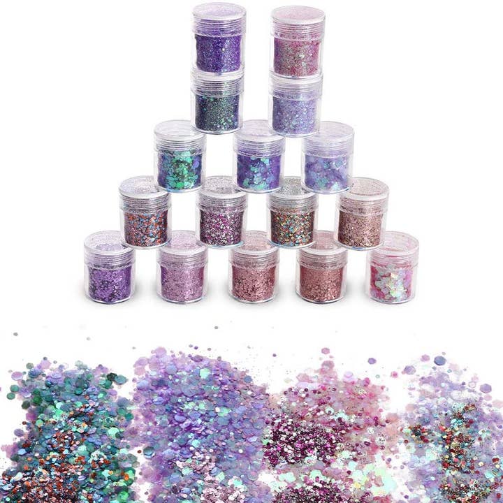 THE HAPPY POST COMPANY - Wholesale Body Glitter/Shimmer - 16 Glitters Eco Friendly Pack