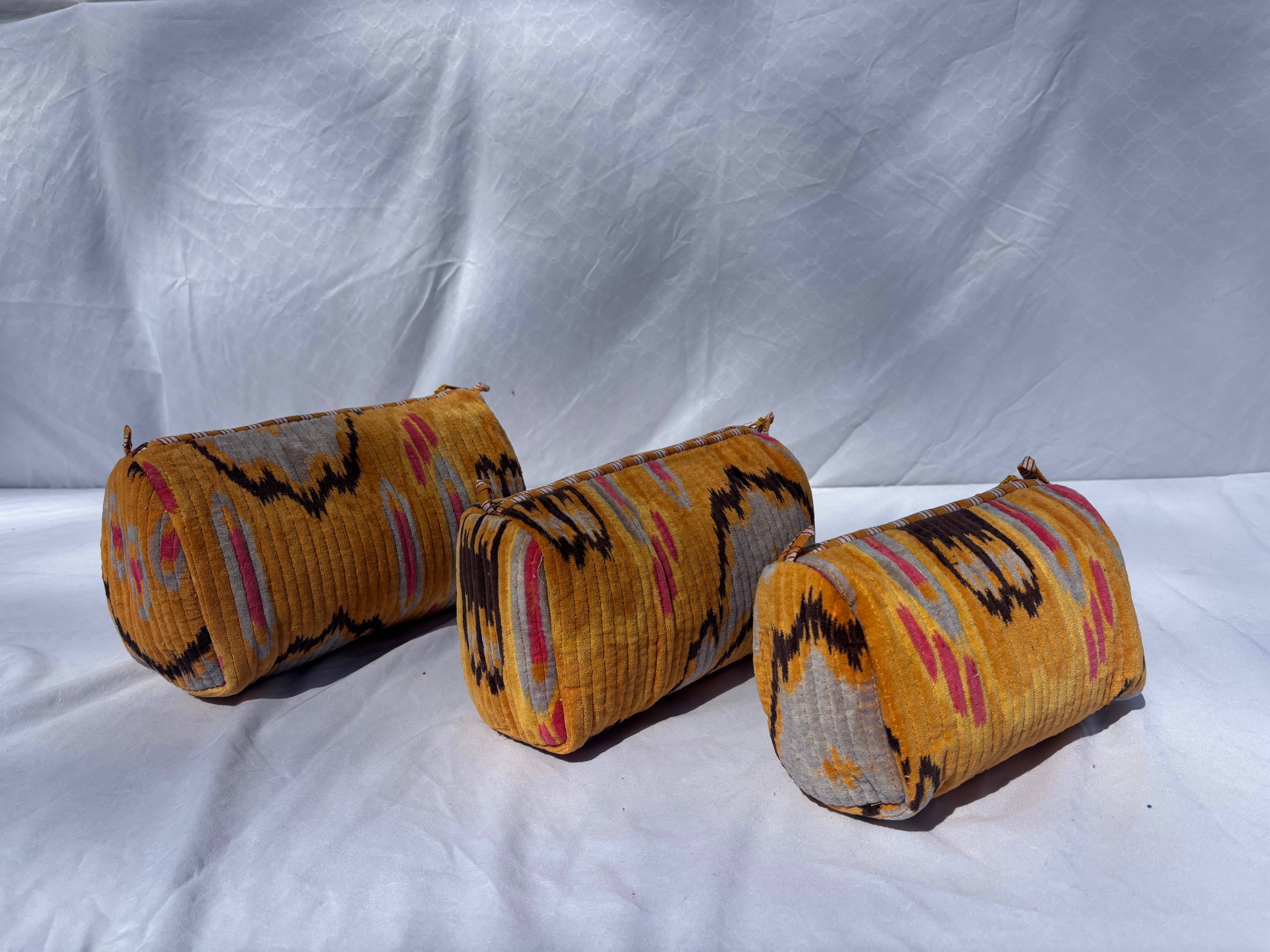 Tibet Handicrafts LLC - Wholesale Travel Set - Orange Velvet 3 Piece Travel Set2