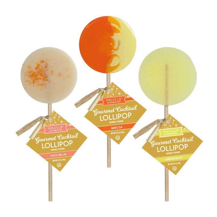 Melville Candy Company - Wholesale Lollipop - Gourmet Cocktail Lollipop Assortment - Limoncello, Peach Bellini, Mimosa1