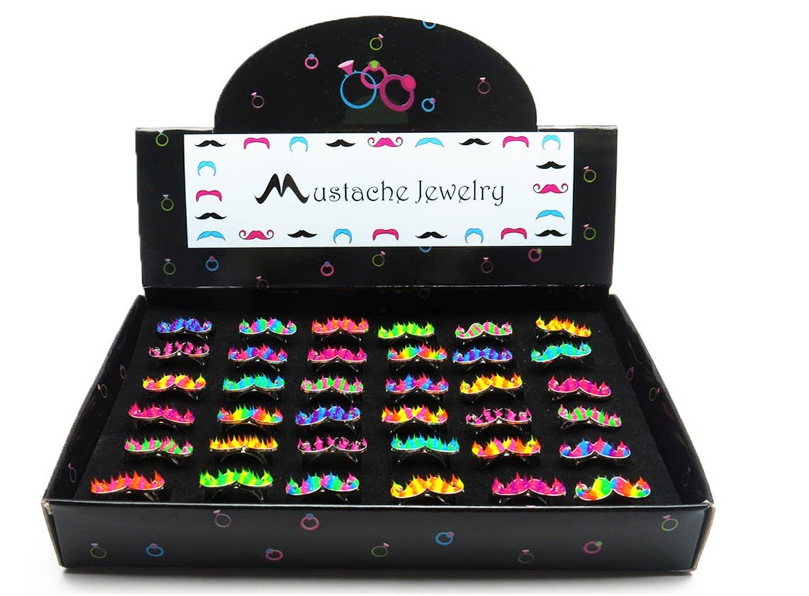 Natalia - Wholesale Jewelry Stand & Display - Spiky Neon Silicone Multi Colored Metal Rings Display-SET 361