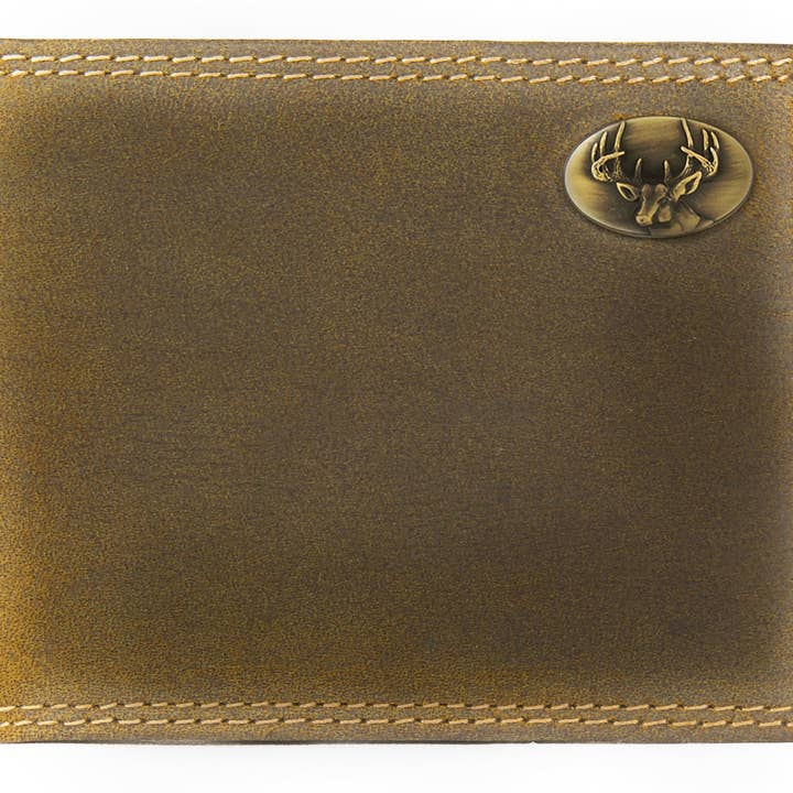 Buck Vintage Tan Leather Bifold Wallet for wholesale by Zep-Pro