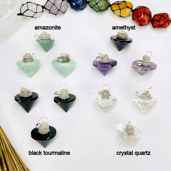 Rock Paradise - Wholesale Spiritual Stone/Crystal - Crystal Pendulum with Silver Plated Bail and Chain