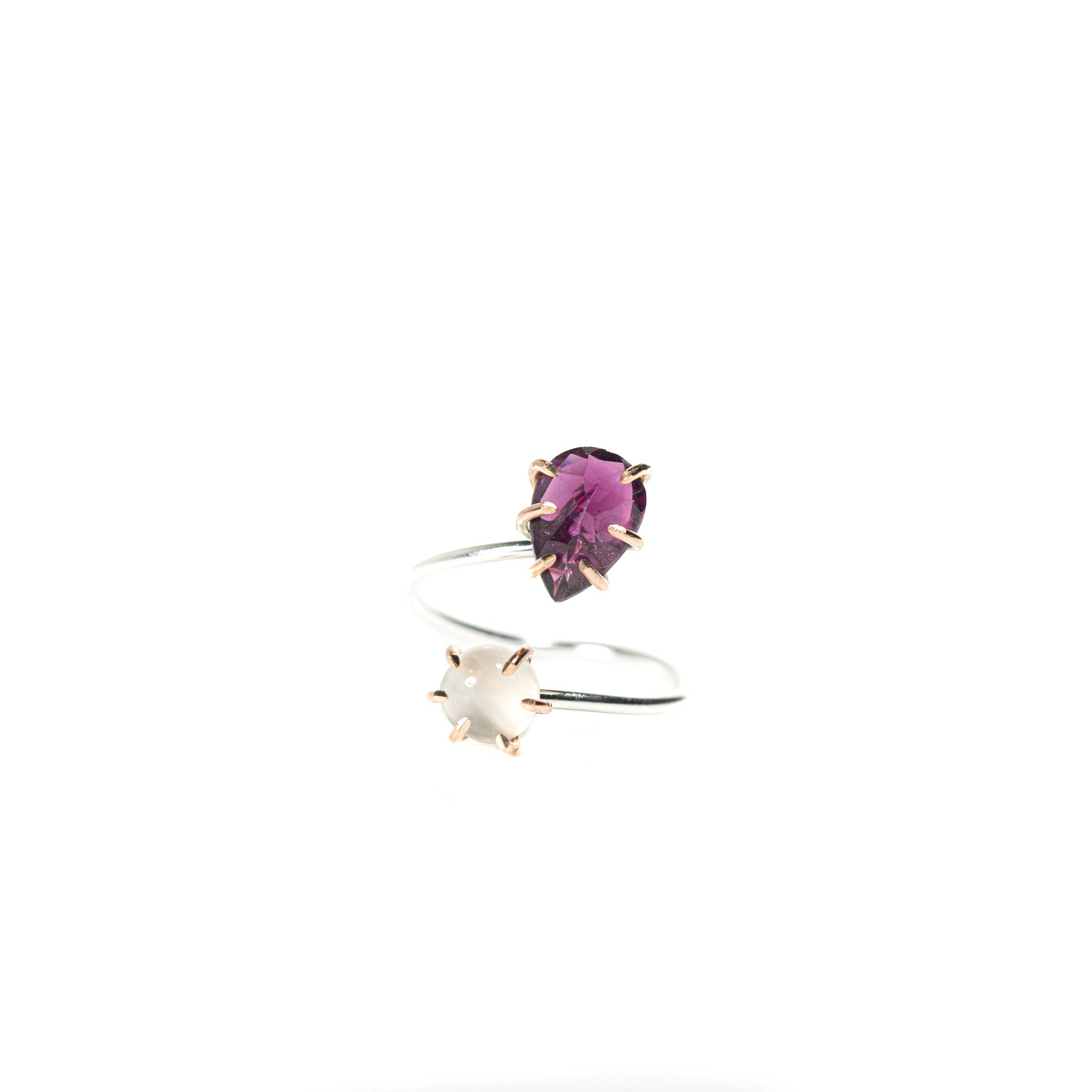 Made Designs - Wholesale Single Stone/Solitaire Ring - 14K Gold Filled Garnet and Moonstone Infinity Ring0