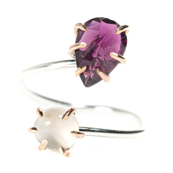 Made Designs - Wholesale Single Stone/Solitaire Ring - 14K Gold Filled Garnet and Moonstone Infinity Ring0