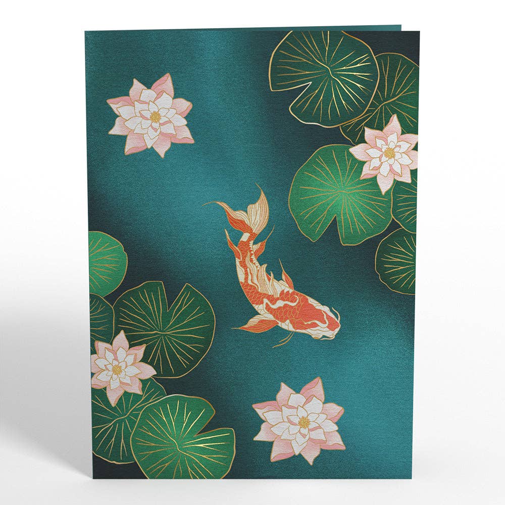 Lovepop Cards - Wholesale Everyday Greeting Card - Koi Fish and Lotus Pond Card, 5x7" Pop-Up Cards, Flower3