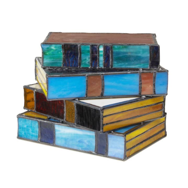 River of Goods - Wholesale Accent/Desk Lamp - 5.75"H Multi-Colored Book Stack Stained Glass Accent Lamp