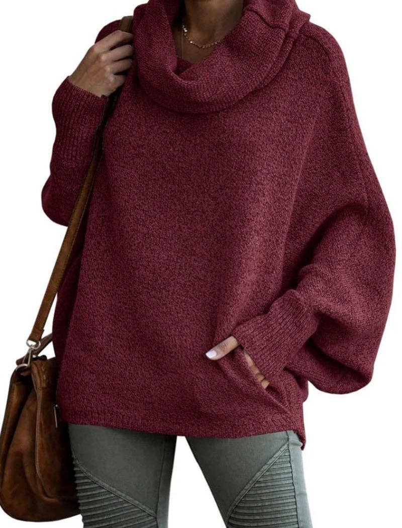 Masyal – Großhandel Tunika-Pullover – Damen – Oversize-Strickpullover mit Wasserfallausschnitt6