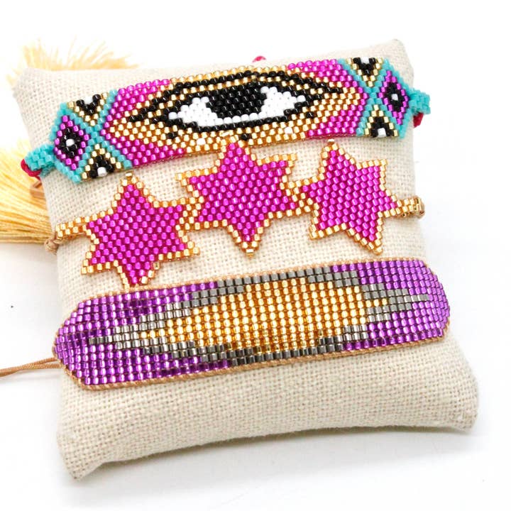 Violette Miyuki Bead Evil Eye Sterne und geometrische Armbänder -Seeds Collection- für den Großhandel von LIZOU