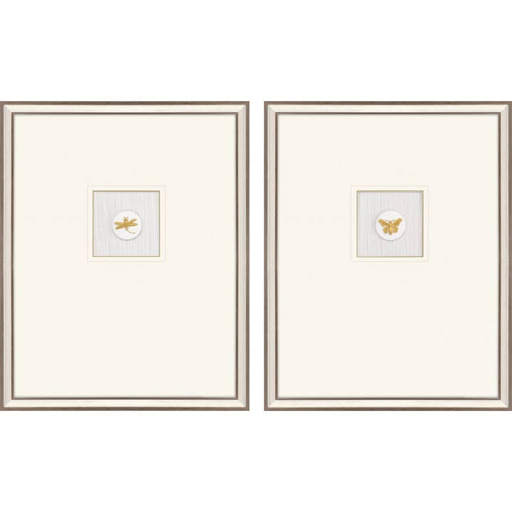 HomeRoots - Wholesale Art Print - Set Of Two Insect Intaglio II Silver Framed Print Wall Art