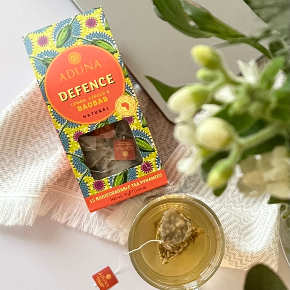 Aduna Superfoods – wholesale Health/detox tea – Baobab, Lemon & Ginger Defence Tea | 15 Biodegradable Bags 1