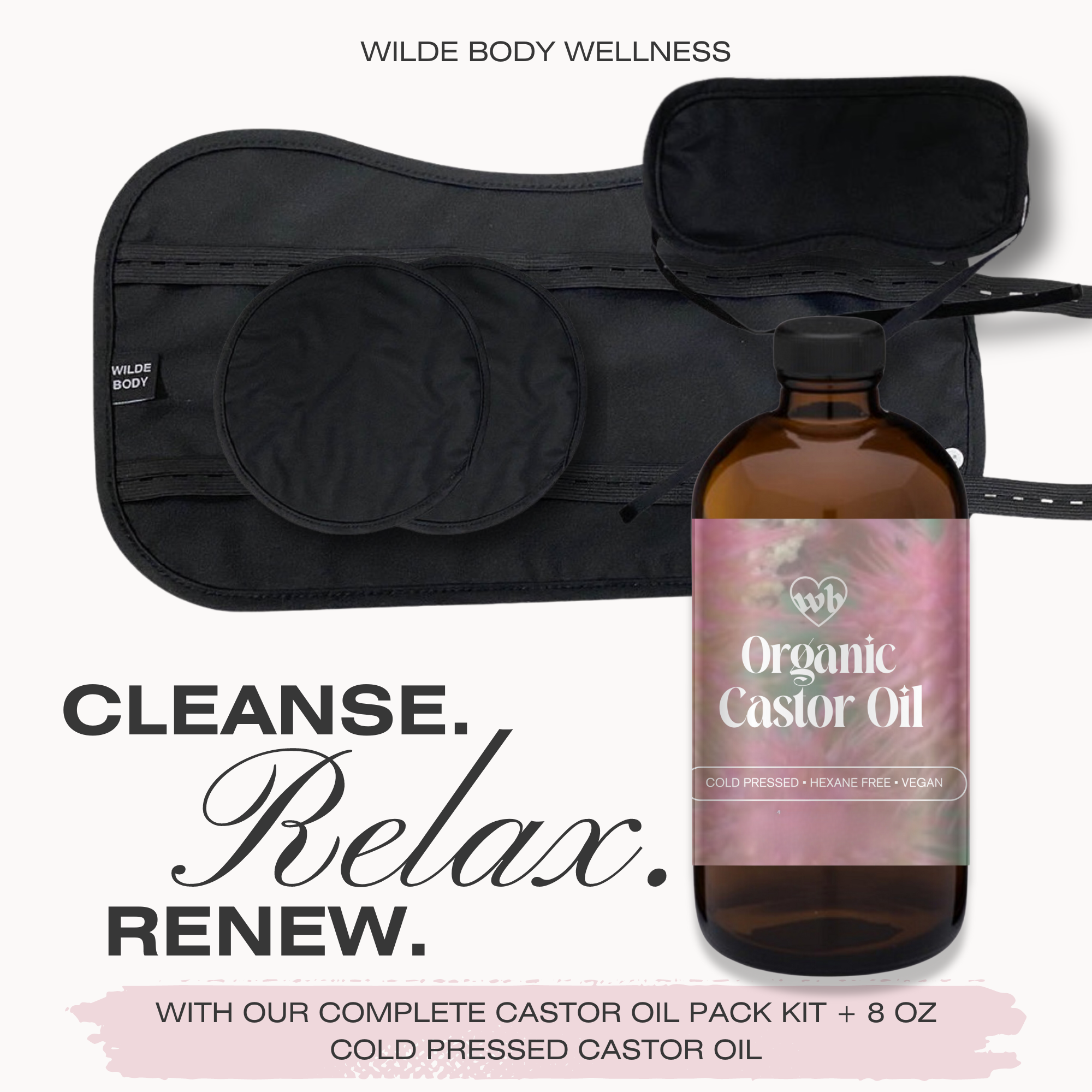 Wilde Body Wellness - Wholesale Bath/Body Oil - Complete Castor Oil Pack Kit | 8 oz Castor Oil Included2