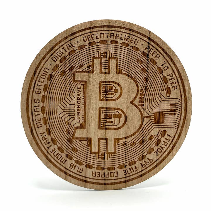 Adhesivo de madera BITCOIN para venta al por mayor de LumEngrave