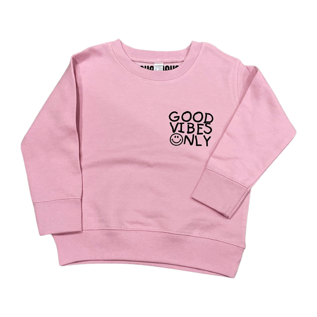 OURHHAUS - Wholesale Sweatshirt - Kids - Toddler Crewneck Sweatshirt GOOD VIBES ONLY1
