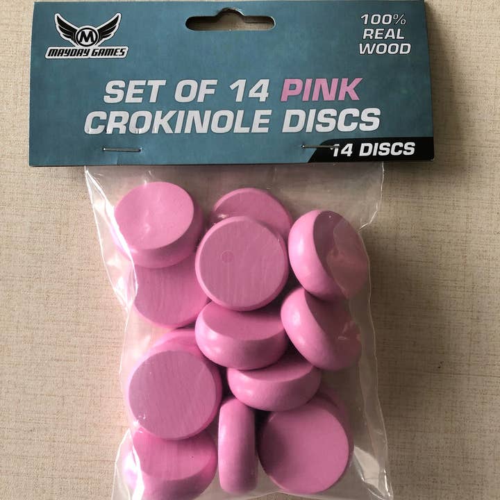 Set of 14 Crokinole Discs - Pink for wholesale by Mayday Games
