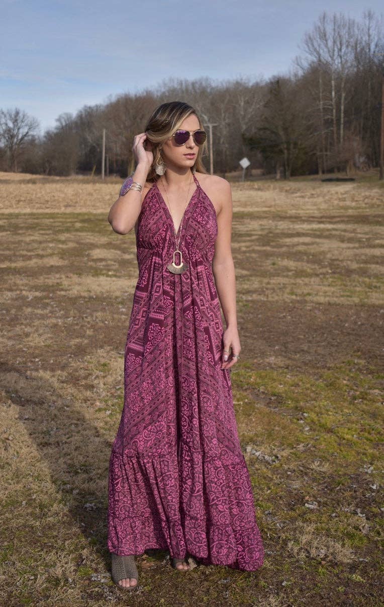 Bella Rea Swim - Wholesale Dress - Women's - Silk Bohemian Halter Dress4