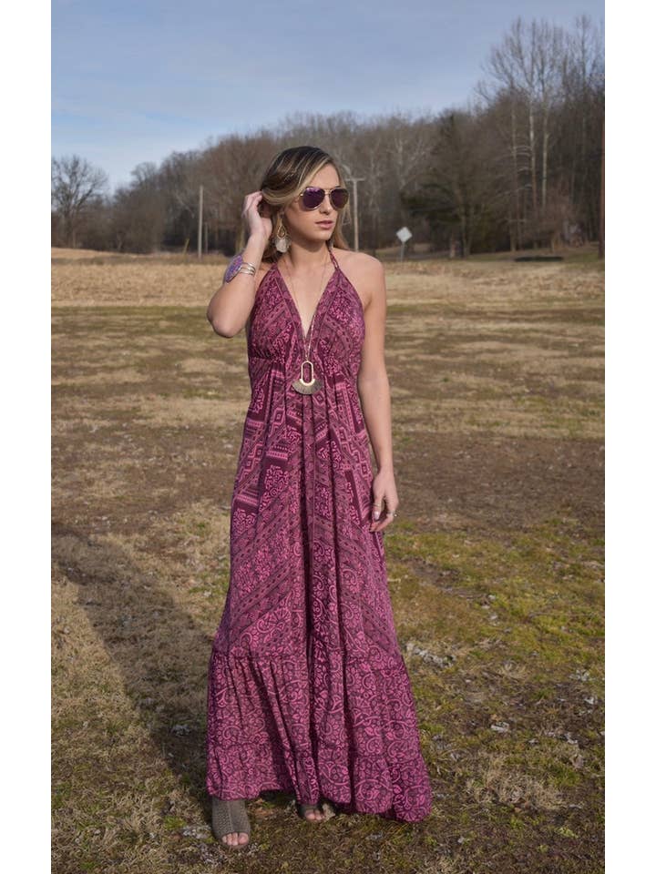 Bella Rea Swim - Wholesale Dress - Women's - Silk Bohemian Halter Dress4