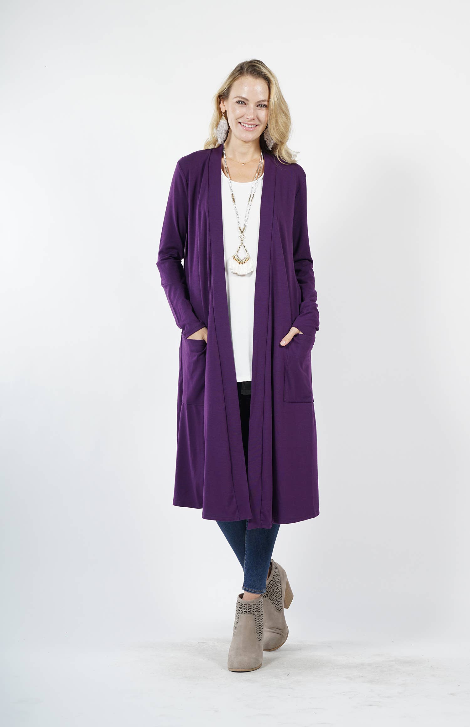 42POPS - Wholesale Cardigan - Women's - ",,...._ Open cardigan w/ slouchy pockets8