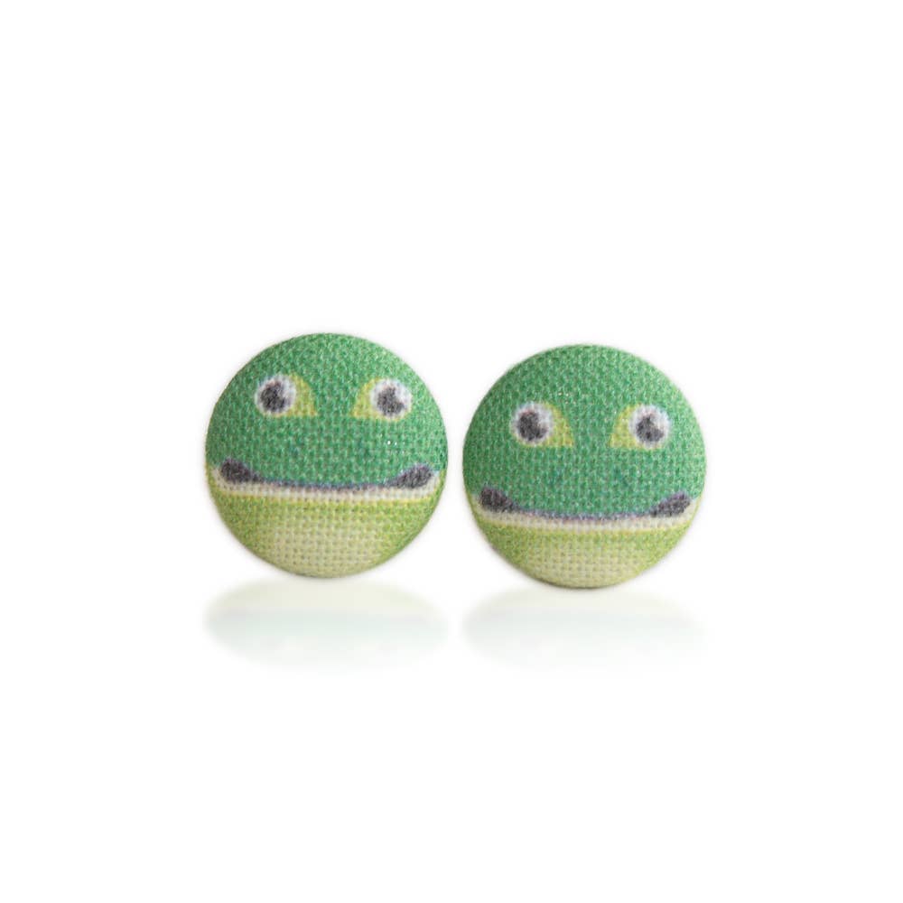 Rachel O's - Wholesale Stud/Post Earrings - Frog Fabric Button Earrings4