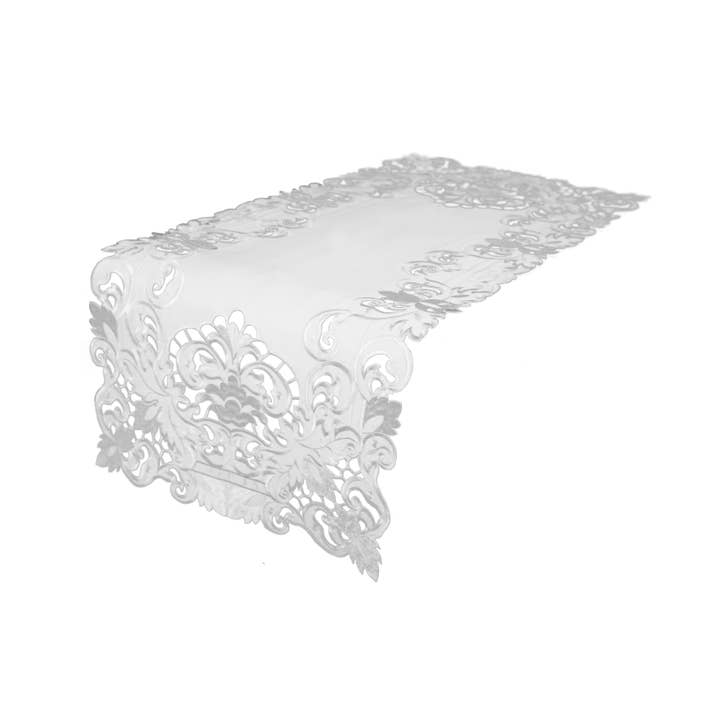 Garden Trellis Table Runner, 15"x53", White for wholesale by Xia Home Fashions & Manor Luxe
