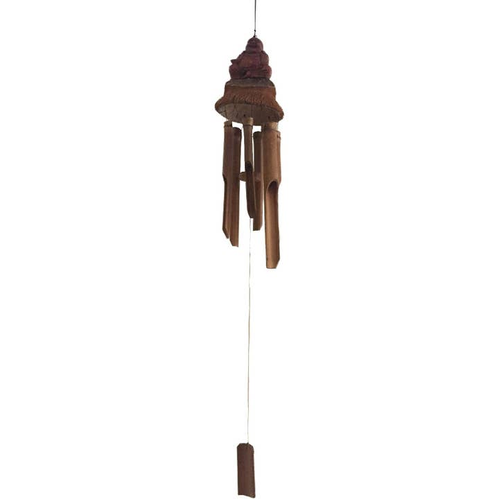 OMA - Eclectic Home - Wholesale Wind Chime - Bamboo Wind Chime Sitting Buddha Chime
