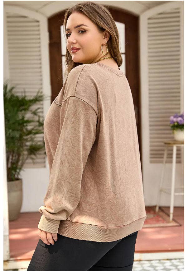 DUNE saved by grace Embroidered Mineral Wash Plus Size Sweatshirt for wholesale on Faire1