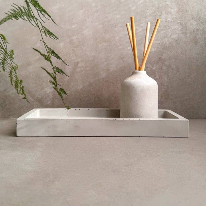 Minimal Loot Design - Wholesale Decorative Tray - Rectangular Concrete Tray, Entryway Tray, Jewelry Dish, Minimalist Cement Catchall, Soap Bottle Tray, Bathroom Tray, Trinket Holder, Modern