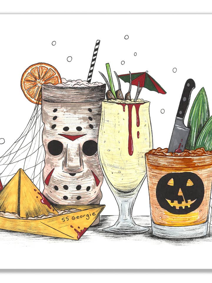 Heure Heureuse Hallowtiki Horror, Impression d'Art Gothique pour la vente par Carrie Anne Hudson Art