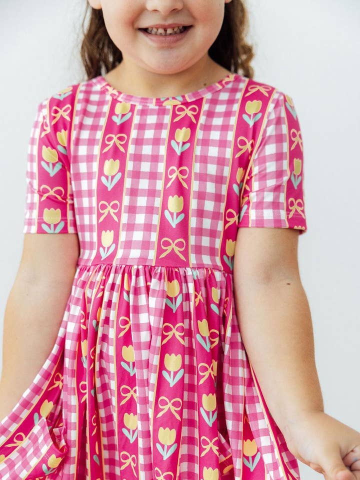 I Love You Tulip Much S/S Pocket Twirl Dress for wholesale by Mila & Rose