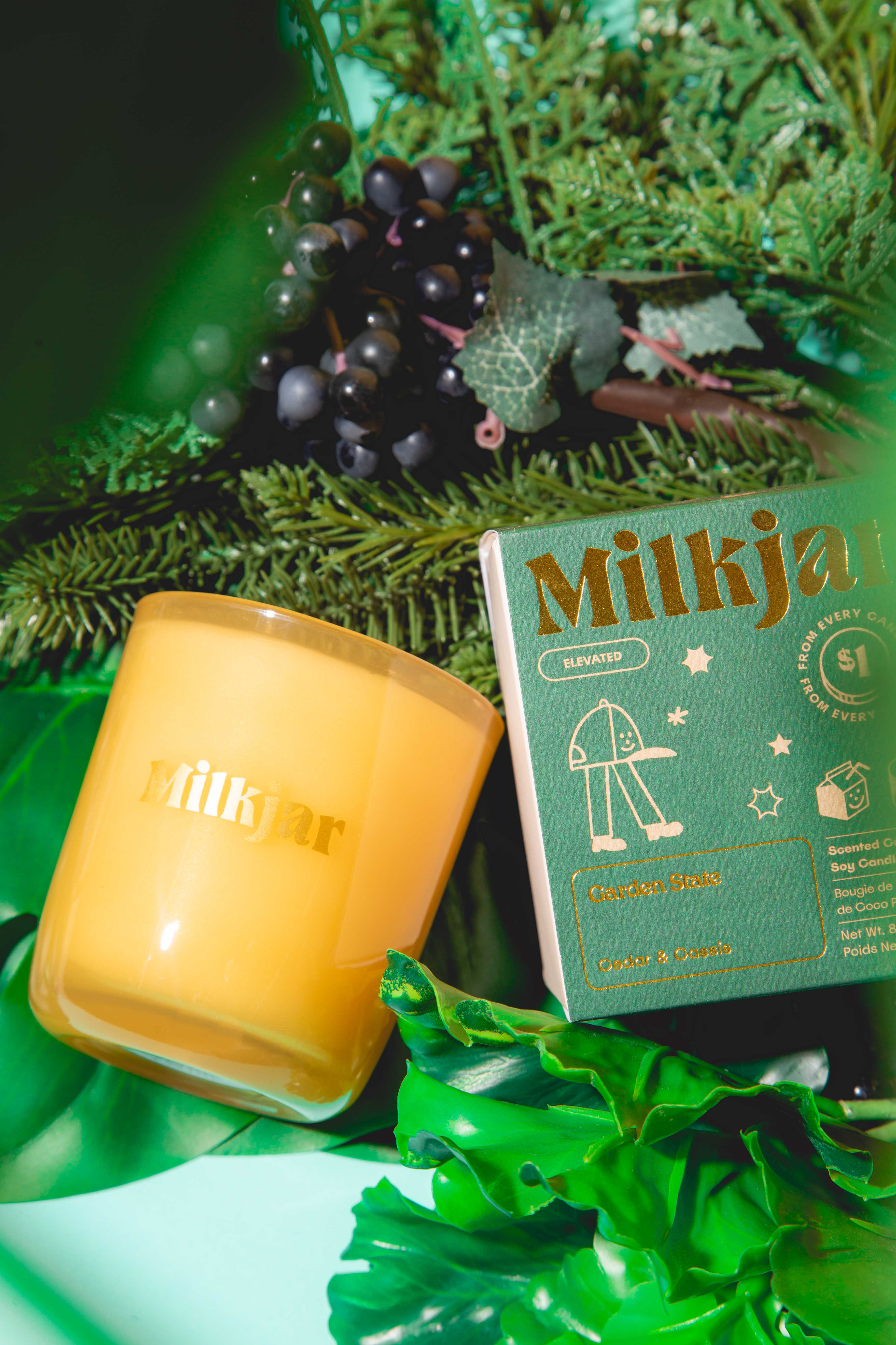 Milk Jar Candle Co. - Wholesale Jar/Filled Candle - Garden State - Cedar & Cassis Coconut Soy 8oz Candle1
