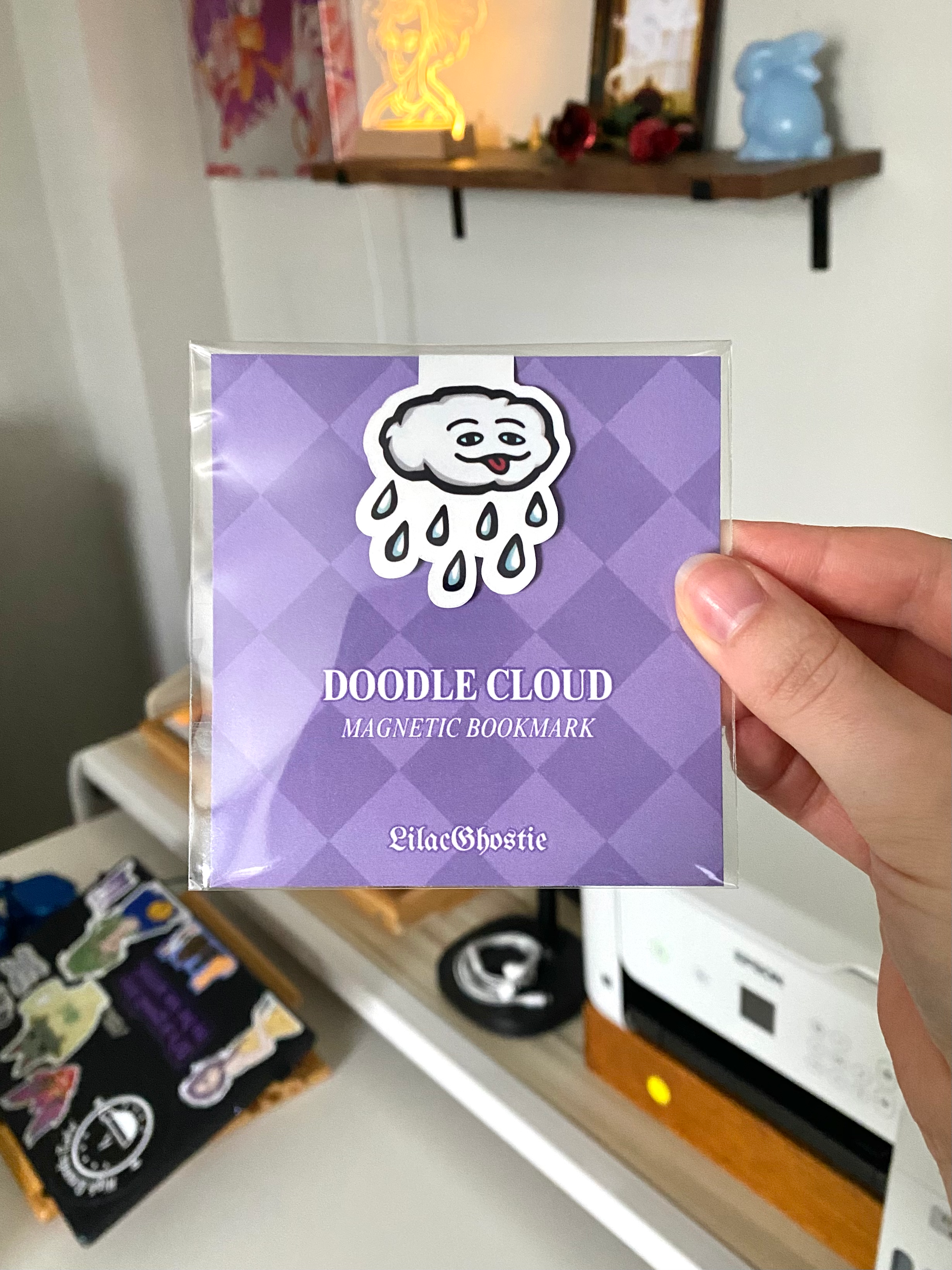 LilacGhostie Creations - Wholesale Bookmark - Doodle Cloud Magnetic Bookmark | Cute Book Accessory Gift2