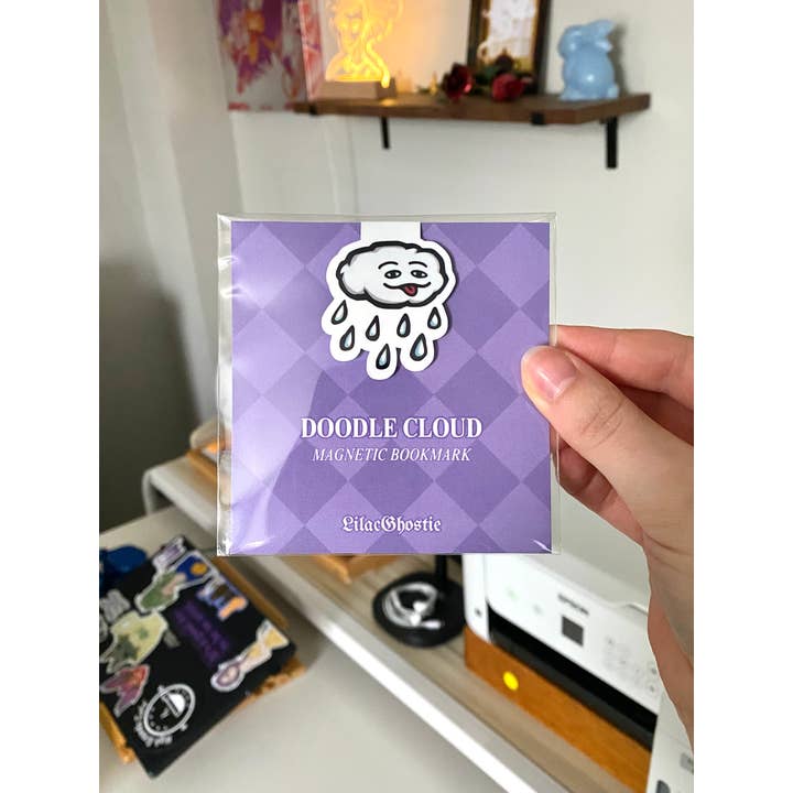 LilacGhostie Creations - Wholesale Bookmark - Doodle Cloud Magnetic Bookmark | Cute Book Accessory Gift2