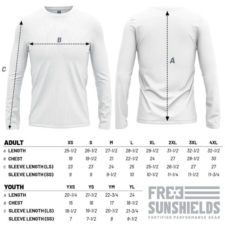 Free Sunshields - Wholesale Screen Printed T-Shirt - Unisex - Custom UPF Shirt Long Sleeve1